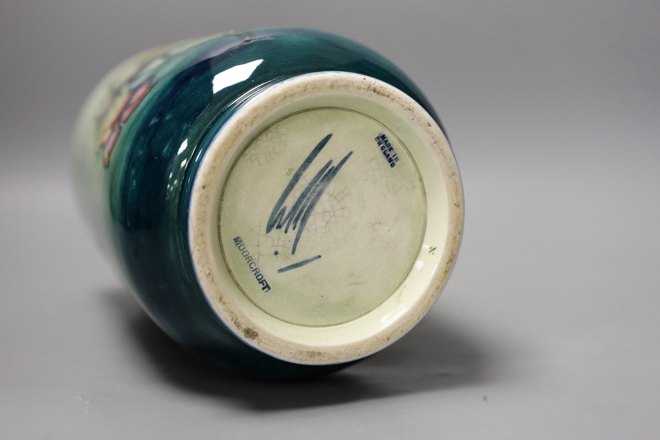 A large Moorcroft cylindrical vase, 25cm